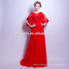 Robe de soirée élégante en dentelle rouge élégante Robes de soirée 2017 Robes de soirée longues à vendre